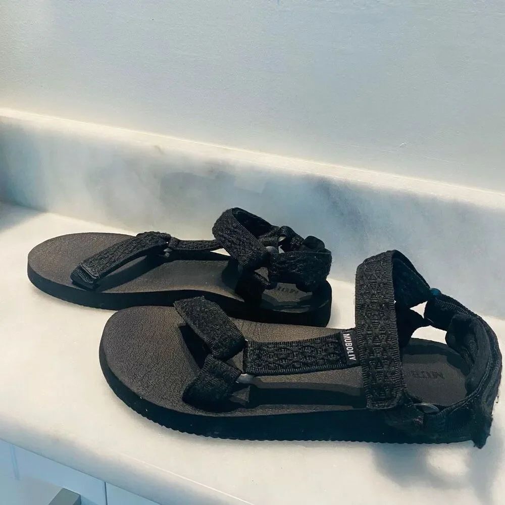 Muboliy Textured Strap Quick Drying Hiking Water Sports Sandals Black Size 40